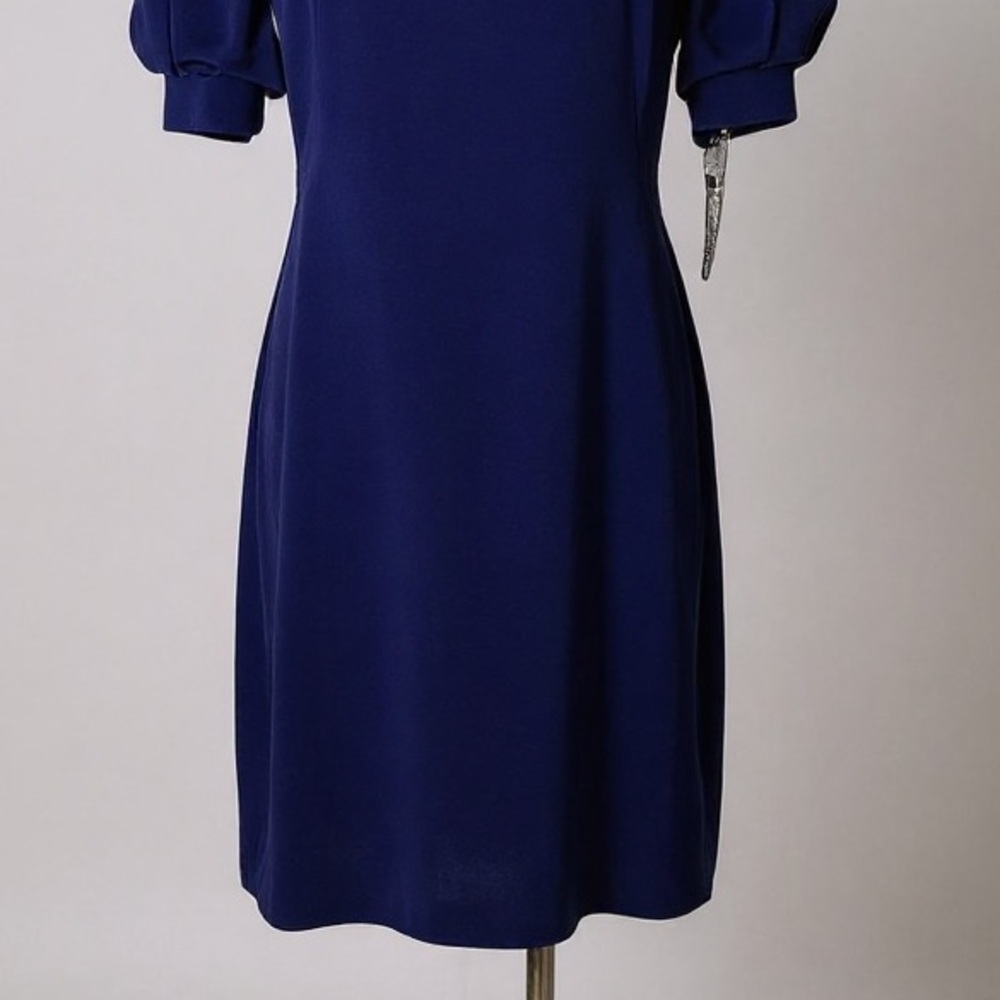 NWT Antonio Melani Lapis Blue Puff Sleeve Square Neck Sheath Dress Size 10 - Picture 4 of 11